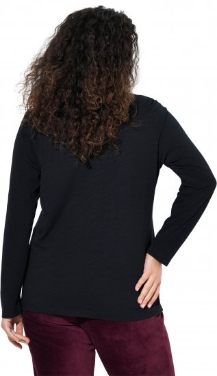 Ulla Popken Motivational Graphic Long Sleeve Tee Black - Spausdinti marškinėliai moterims - 