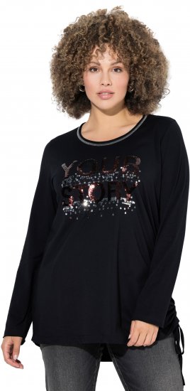 Ulla Popken Your Story Sequined Long Sleeve Tunic Tee Black - Spausdinti marškinėliai moterims - 