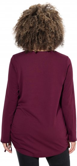 Ulla Popken Your Story Sequined Long Sleeve Tunic Tee Dark Ruby - Spausdinti marškinėliai moterims - 