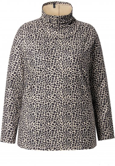 Ulla Popken Leopard Print Long Sleeve Ski Tee Black - Spausdinti marškinėliai moterims - 