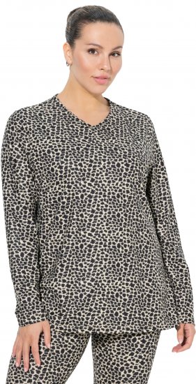 Ulla Popken Leopard Print Long Sleeve Ski Tee Black - Spausdinti marškinėliai moterims - 