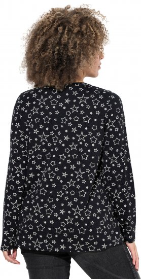 Ulla Popken Allover Printed Long Sleeve Tee Black - Spausdinti marškinėliai moterims - 