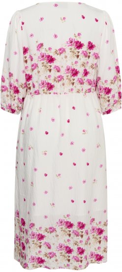 Kaffe Curve Rosa Midi Dress White Rose Border Flower - Suknelės - 