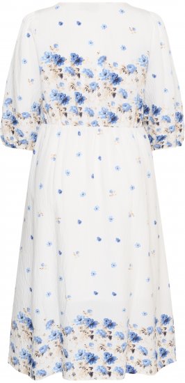 Kaffe Curve Rosa Midi Dress Blue Tones Border Flower - Suknelės - 
