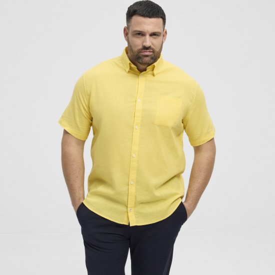 North Latitude Shirt Linen Cotton Short Sleeve Yellow - Marškiniai - Marškiniai - 2XL-8XL