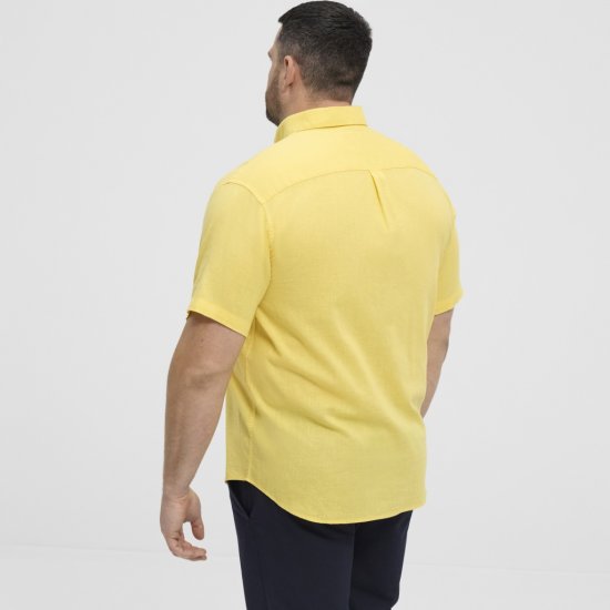 North Latitude Shirt Linen Cotton Short Sleeve Yellow - Marškiniai - Marškiniai - 2XL-8XL
