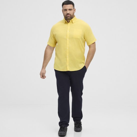 North Latitude Shirt Linen Cotton Short Sleeve Yellow - Marškiniai - Marškiniai - 2XL-8XL