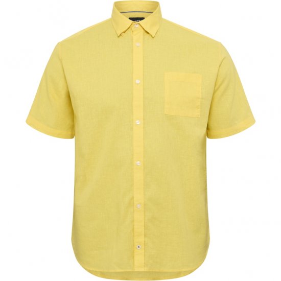North Latitude Shirt Linen Cotton Short Sleeve TALL Yellow - TALL-dydžiai - Drabužiai aukštiems vyrams