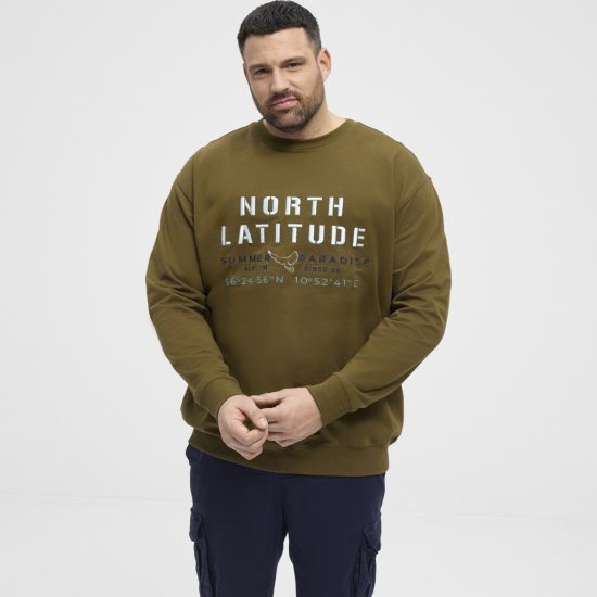 North Latitude Sweatshirt Army Green TALL - VYRIŠKI DRABUŽIAI MT-6XLT - Drabužiai aukštiems vyrams