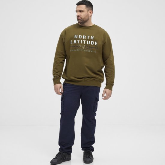 North Latitude Sweatshirt Army Green TALL - VYRIŠKI DRABUŽIAI MT-6XLT - Drabužiai aukštiems vyrams