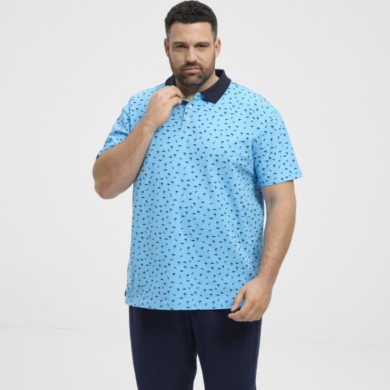 North Latitude Polo Pique Printed Turquoise - Polo marškinėliai - Polo marškinėliai - 2XL-8XL