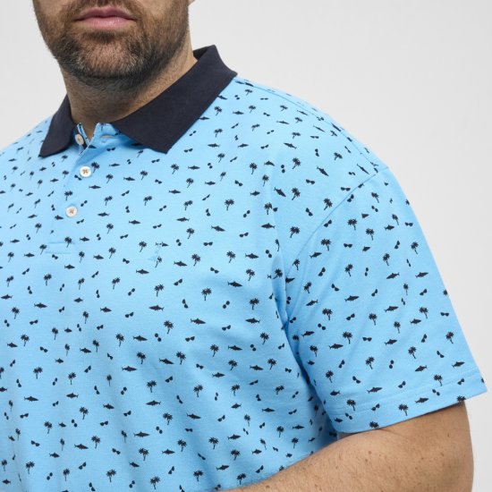 North Latitude Polo Pique Printed Turquoise - Polo marškinėliai - Polo marškinėliai - 2XL-8XL