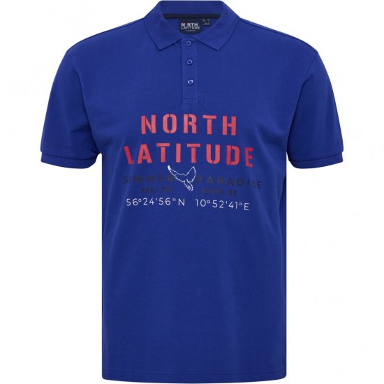 North Latitude Polo Pique Print Short Sleeve Cobalt Blue - Polo marškinėliai - Polo marškinėliai - 2XL-8XL