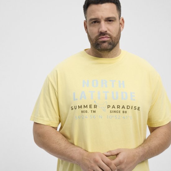 North Latitude T-Shirt Printed Short Sleeve Yellow - Marškinėliai - Marškinėliai - 2XL-14XL