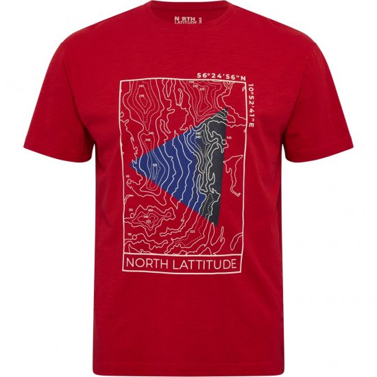 North Latitude T-Shirt Printed Short Sleeve Red - Marškinėliai - Marškinėliai - 2XL-14XL