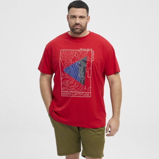 North Latitude T-Shirt Printed Short Sleeve Red - Marškinėliai - Marškinėliai - 2XL-14XL