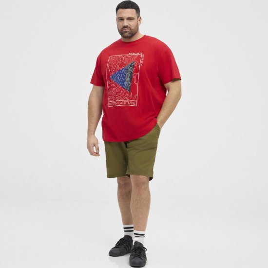 North Latitude T-Shirt Printed Short Sleeve Red - Marškinėliai - Marškinėliai - 2XL-14XL