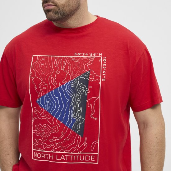 North Latitude T-Shirt Printed Short Sleeve Red - Marškinėliai - Marškinėliai - 2XL-14XL