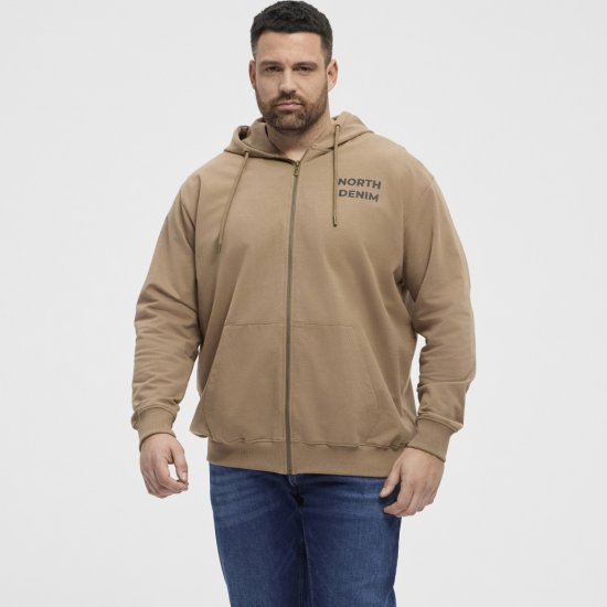 North Latitude Hoodie with Zipper Dark Sand TALL - TALL džemperiai - 