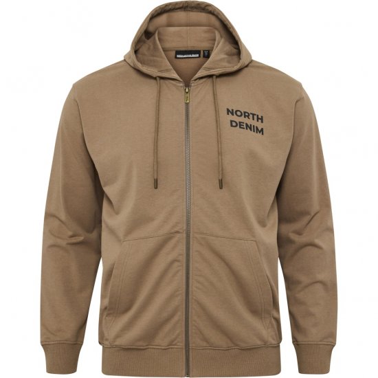 North Latitude Hoodie with Zipper Dark Sand TALL - TALL-dydžiai - Drabužiai aukštiems vyrams