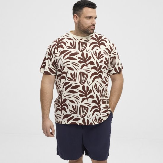North Latitude T-Shirt Printed Allover Bordeaux - Marškinėliai - Marškinėliai - 2XL-14XL