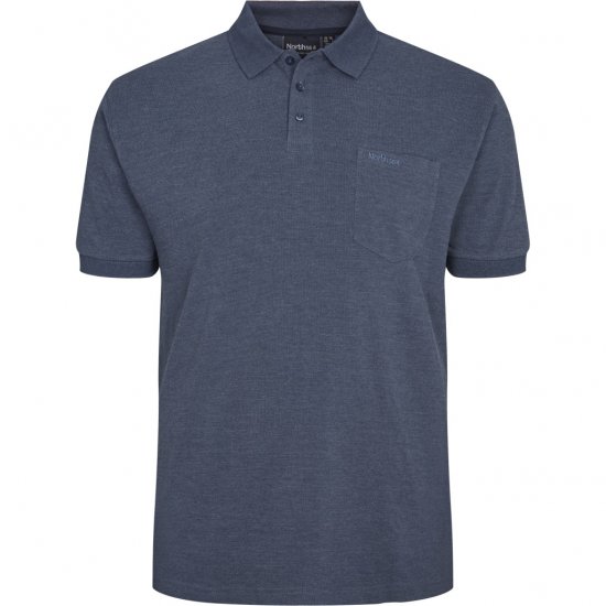 North Latitude Polo Short Sleeve Blue Melange TALL - TALL-dydžiai - Drabužiai aukštiems vyrams