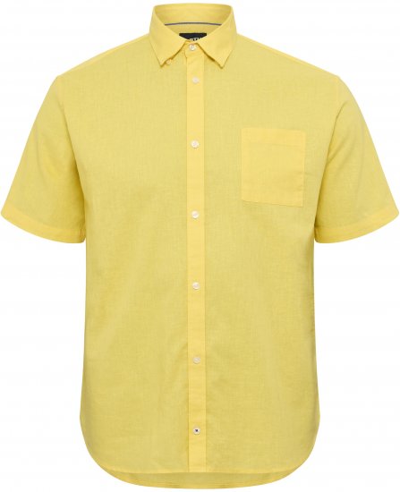 North Latitude Shirt Linen Cotton Short Sleeve TALL Yellow - VYRIŠKI DRABUŽIAI MT-6XLT - Drabužiai aukštiems vyrams