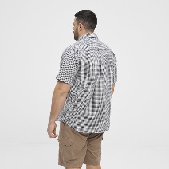 North Latitude Shirt Short Sleeve Checked Grey - Marškiniai - Marškiniai - 2XL-8XL