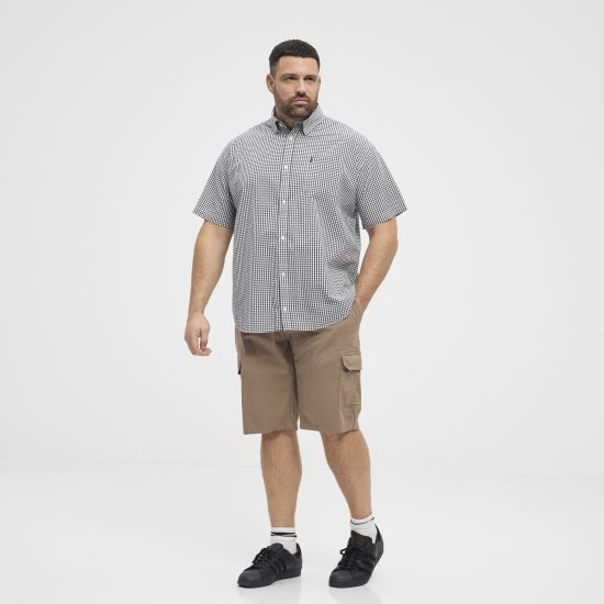 North Latitude Shirt Short Sleeve Checked Grey - Marškiniai - Marškiniai - 2XL-8XL