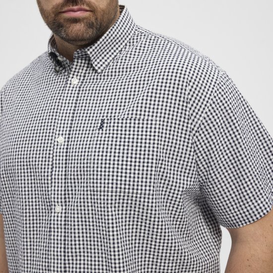 North Latitude Shirt Short Sleeve Checked Grey - Marškiniai - Marškiniai - 2XL-8XL