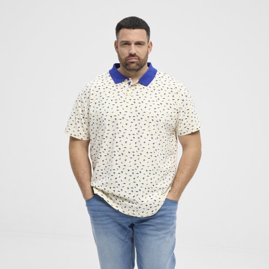 North Latitude Polo Pique Printed Off-White - Polo marškinėliai - Polo marškinėliai - 2XL-8XL
