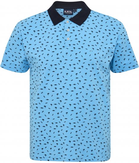 North Latitude Polo Pique Printed Turquoise TALL - VYRIŠKI DRABUŽIAI MT-6XLT - Drabužiai aukštiems vyrams
