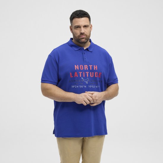 North Latitude Polo Pique Print Short Sleeve Cobalt Blue - Polo marškinėliai - Polo marškinėliai - 2XL-8XL