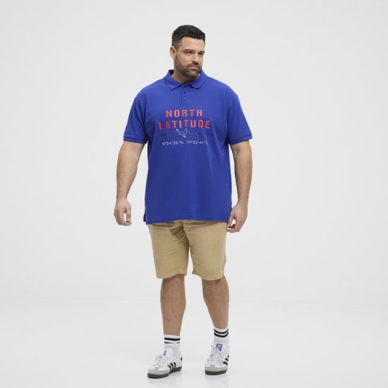 North Latitude Polo Pique Print Short Sleeve Cobalt Blue - Polo marškinėliai - Polo marškinėliai - 2XL-8XL
