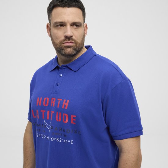 North Latitude Polo Pique Print Short Sleeve Cobalt Blue - Polo marškinėliai - Polo marškinėliai - 2XL-8XL