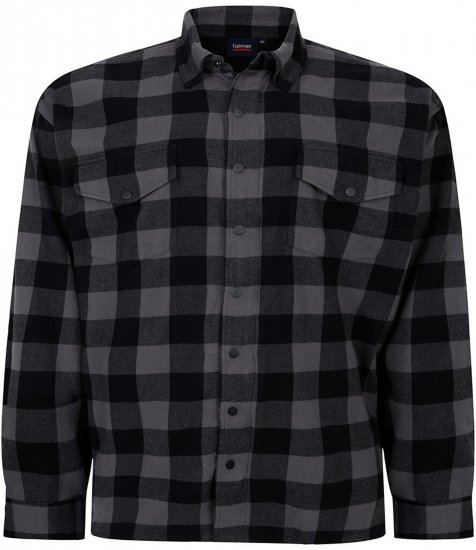 Espionage SH423 Checked Overshirt Black/Charcoal - Pavasarinės striukės - Pavasarinės striukės didelių dydžių