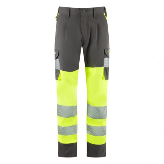 Leo Beckamoor Leo EcoViz Womens Stretch Cargo Trousers Yellow/Grey - Darbo drabužiai - 