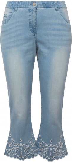 Ulla Popken Cropped Flared Eyelet Jeans Light Blue - Džinsai & Kelnės Didelėse Dydžiuose – Plus Size - 