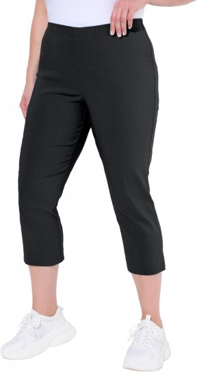 Ulla Popken Stretch Basic Bengaline Capri Pants Black - Džinsai & Kelnės Didelėse Dydžiuose – Plus Size - 