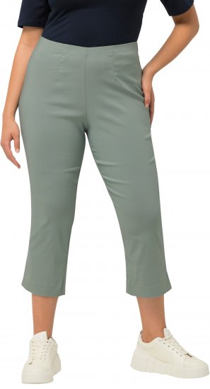 Ulla Popken Stretch Basic Bengaline Capri Pants Light Moss Green - Džinsai & Kelnės Didelėse Dydžiuose – Plus Size - 