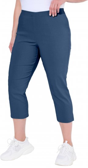 Ulla Popken Stretch Basic Bengaline Capri Pants Denim Blue - Džinsai & Kelnės Didelėse Dydžiuose – Plus Size - 