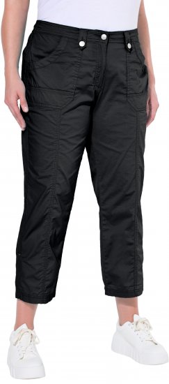 Ulla Popken Roll Tab Hem Stretch Cargo Pants Black - Džinsai & Kelnės Didelėse Dydžiuose – Plus Size - 