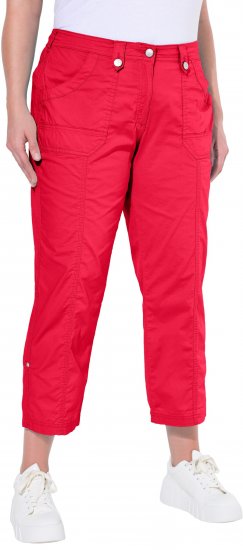 Ulla Popken Roll Tab Hem Stretch Cargo Pants Red - Džinsai & Kelnės Didelėse Dydžiuose – Plus Size - 