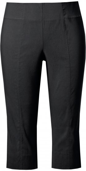 Ulla Popken Bengaline Elastic Waist Stretch Capri Pants Black - Džinsai & Kelnės Didelėse Dydžiuose – Plus Size - 