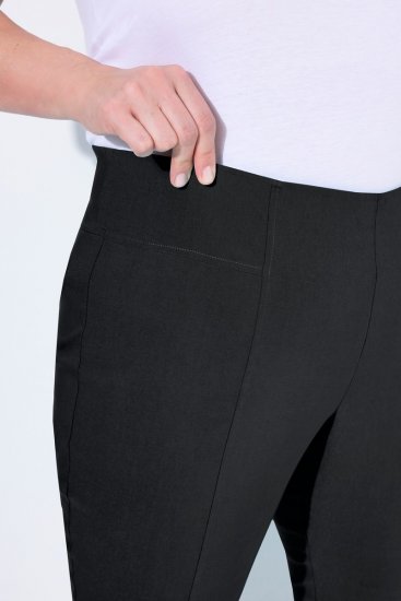 Ulla Popken Bengaline Elastic Waist Stretch Capri Pants Black - Medžiaginės kelnės - Plataus kirpimo kelnės moterims