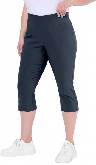 Ulla Popken Bengaline Elastic Waist Stretch Capri Pants Navy Blue - Džinsai & Kelnės Didelėse Dydžiuose – Plus Size - 