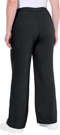 Ulla Popken Drawstring Elastic Waist Mary Fit Linen Pants Black - Džinsai & Kelnės Didelėse Dydžiuose – Plus Size - 