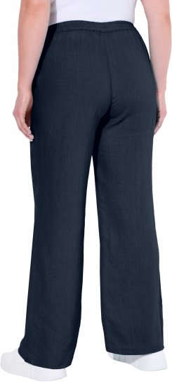 Ulla Popken Drawstring Elastic Waist Mary Fit Linen Pants Navy - Džinsai & Kelnės Didelėse Dydžiuose – Plus Size - 