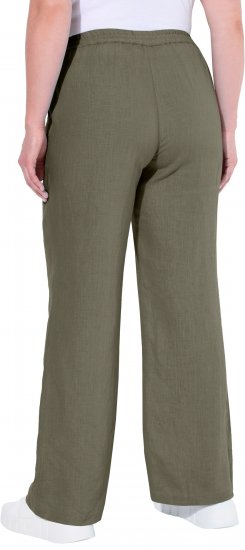 Ulla Popken Drawstring Elastic Waist Mary Fit Linen Pants Loden Green - Džinsai & Kelnės Didelėse Dydžiuose – Plus Size - 