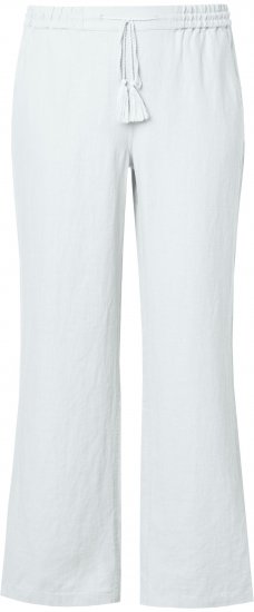 Ulla Popken Drawstring Elastic Waist Mary Fit Linen Pants Snow White - Džinsai & Kelnės Didelėse Dydžiuose – Plus Size - 